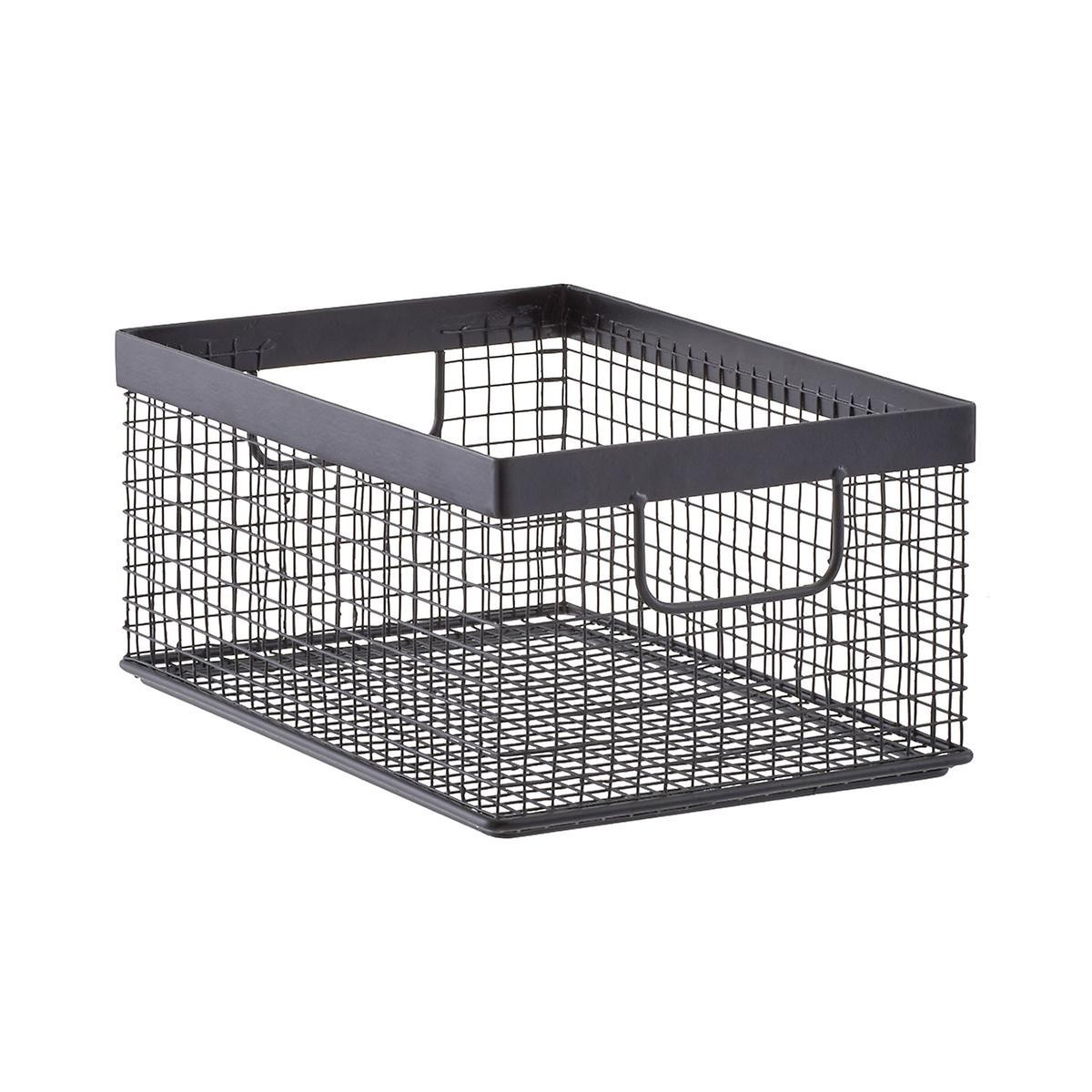 Design Ideas Small Wire Grid Bin Black | The Container Store