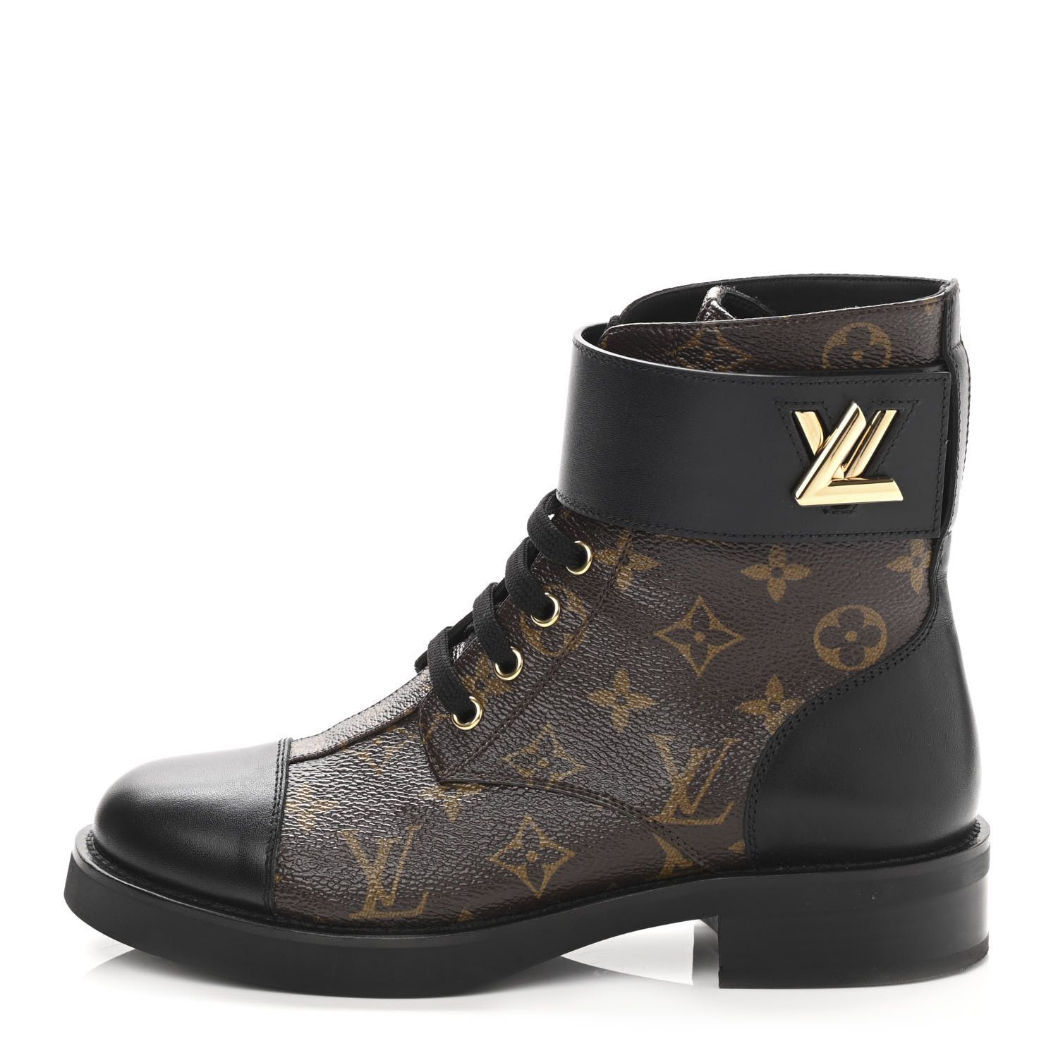 LOUIS VUITTON Calfskin Monogram Wonderland Flat Ranger Boots 37.5 Black | FASHIONPHILE | Fashionphile