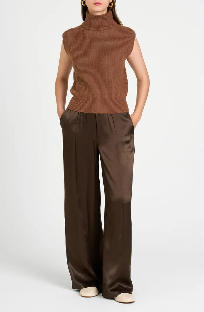 Kai Rib Cap Sleeve Turtleneck Sweater | Nordstrom