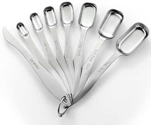 Spring Chef Stainless Steel Measuring Spoons Set of 8 with Leveler, Metal Teaspoon & Tablespoon Measuring Spoons for Dry & Liquid Ingredients, Fits in Spice Jars - Kitchen Gadgets For Baking & Cooking | Amazon (US)