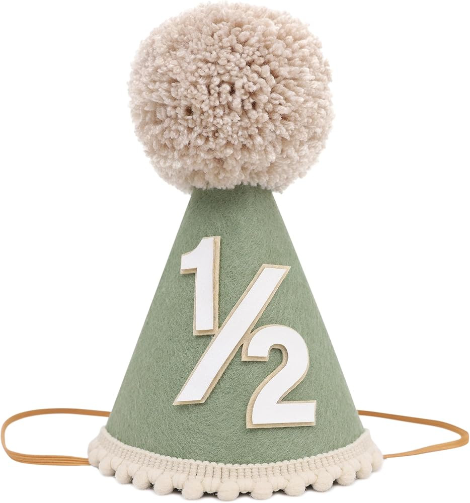 Half Birthday Hat -Baby 1/2 Birthday Cone Hat,Six Months Birthday Decorations,Party Hat Outfit fo... | Amazon (US)