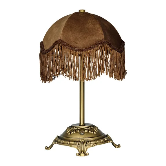 Home Decor Collection Sterling & Noble Home Brown Velvet Fringe Victorian Style Rechargeable Tabl... | Walmart (US)
