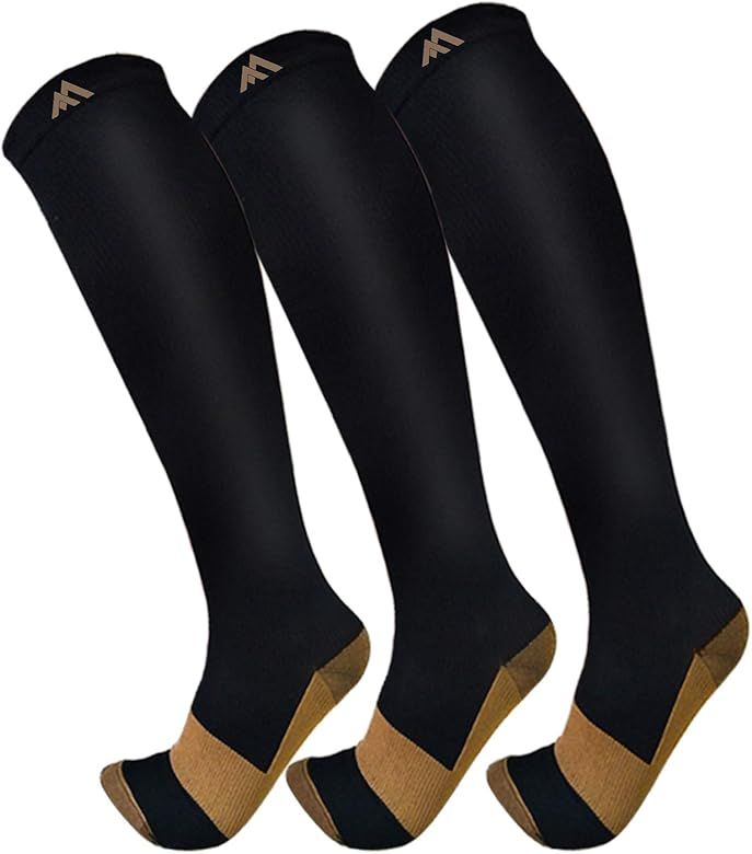 3 Pack Copper Compression Socks - Compression Socks Women & Men Circulation - Best for Medical,Runni | Amazon (US)
