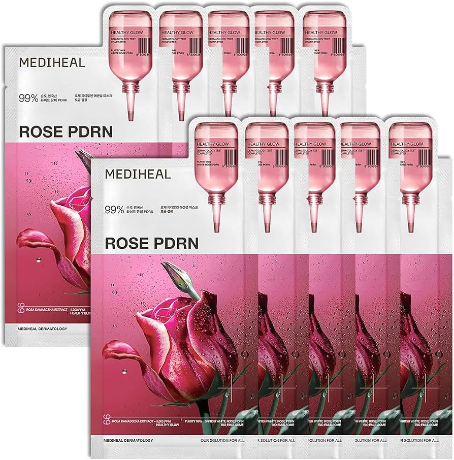 MEDIHEAL Rose PDRN Essential Face Sheet Mask, Healthy Glow (10ea) | Amazon (UK)