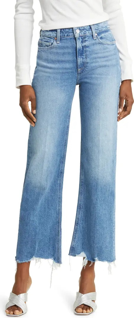 PAIGE Leenah Raw Hem High Waist Ankle Wide Leg Jeans | Nordstromrack | Nordstrom Rack