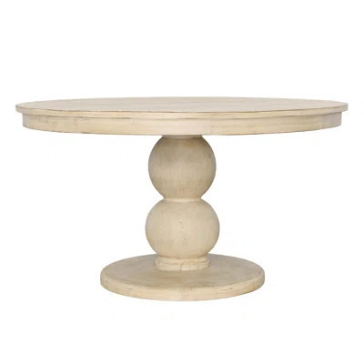 Acle 54" Round Reclaimed Pine Wood Dining Table, Light Warm Wash | Wayfair North America
