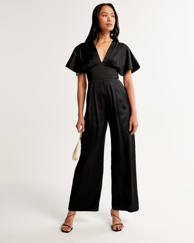 Angel Sleeve Satin Jumpsuit | Abercrombie & Fitch (US)