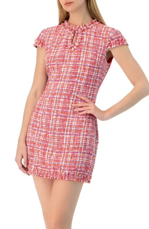 IVONNE Short Tweed A-Line Dress with V-Neck Neckline in Orange at Nordstrom, Size 4 | Nordstrom