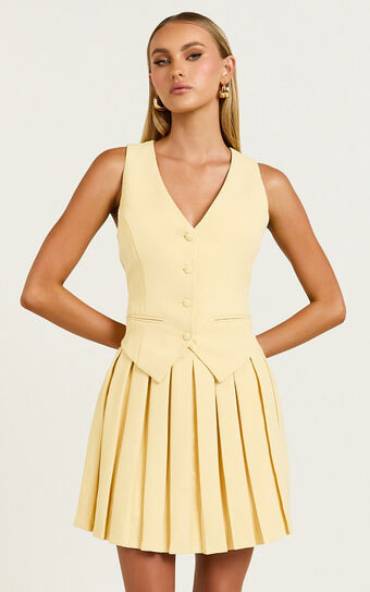 Harlee Vest - Fitted V Neck Tailored Vest Top in Lemon | Showpo (ANZ)
