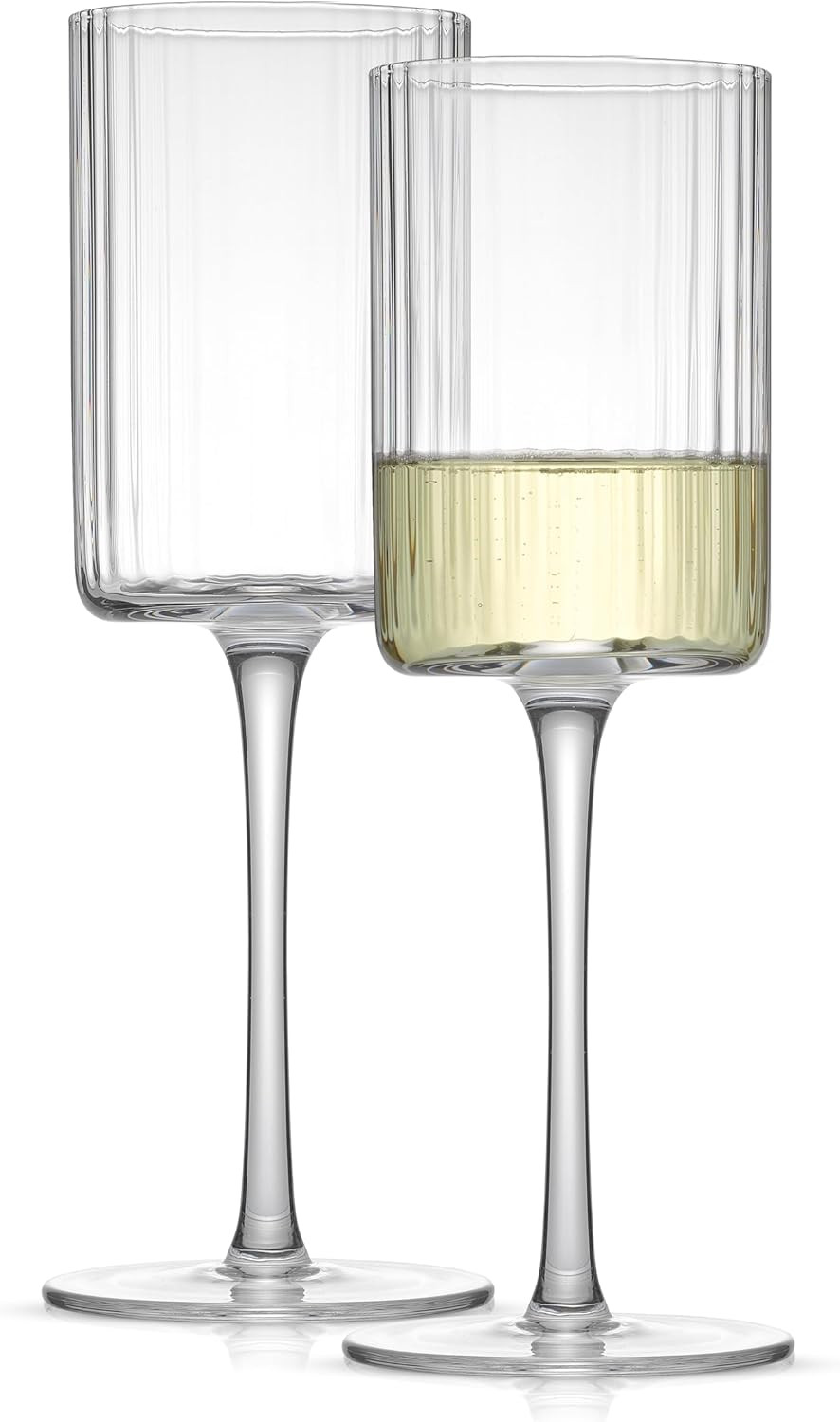 JoyJolt Elle Fluted White Wine Glasses Set of 2, 11.5oz Long Stem Wine Glasses, Unique Stemmed Co... | Amazon (US)