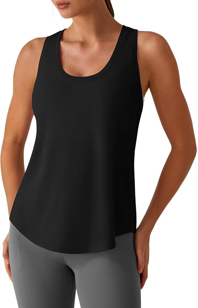 G4Free Lyocell Racerback Women's Workout Tank Tops Loose Fit Hip Length | Amazon (US)