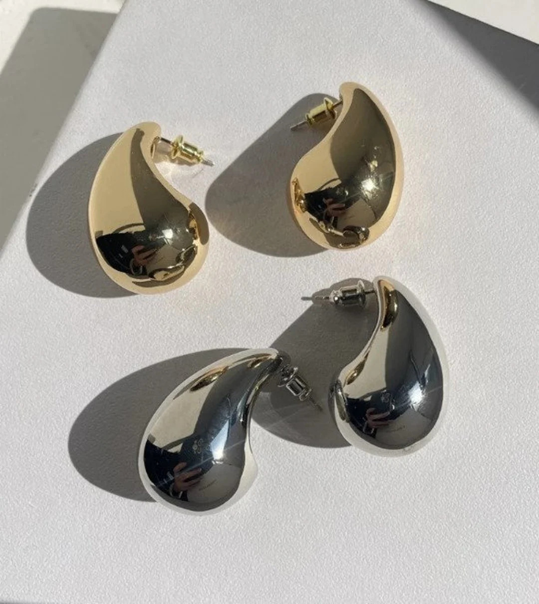 Chunky Gold Dome Drop Earrings - Kylie Jenner Inspired Statement Jewellery for Fashionistas | Han... | Etsy (US)