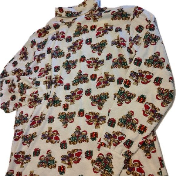 HOLIDAY TIME LONG SLEEVE TURTLENECK AOP BEARS Christmas MADE IN USA Womens Lg | Poshmark