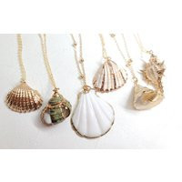 Shell Necklace Gold, Sea Shell Necklace, Beach Boho Natural Jewelry, Real | Etsy (US)