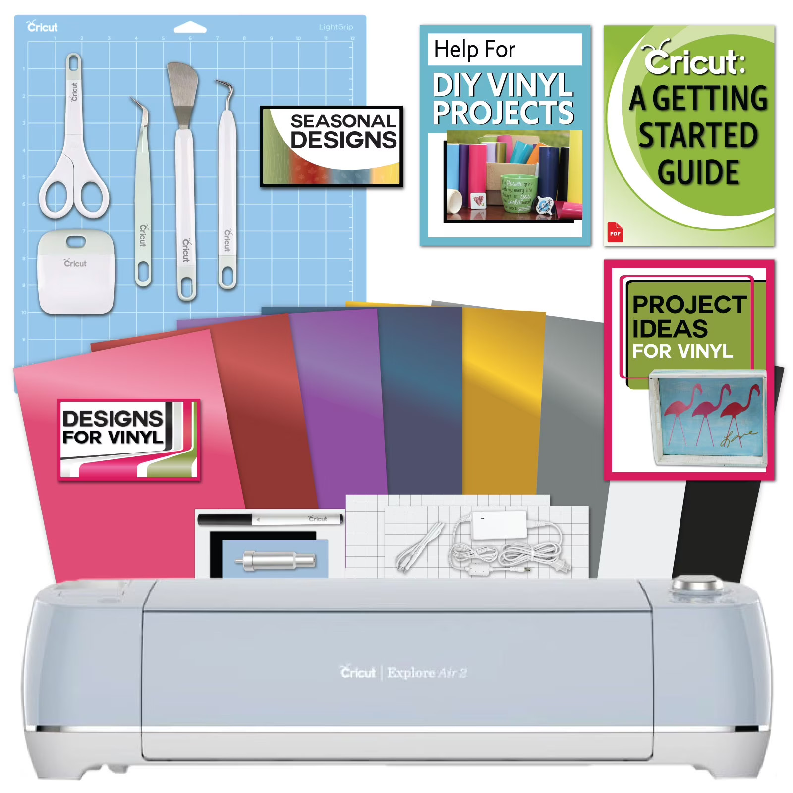 Cricut Explore Air 2 Blue Machine Bundle-Beginner eGuide, Tool Kit, Vinyl, Designs - Walmart.com | Walmart (US)