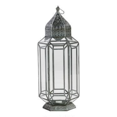 Antiqued Brass and Faceted Glass Lantern | World Market