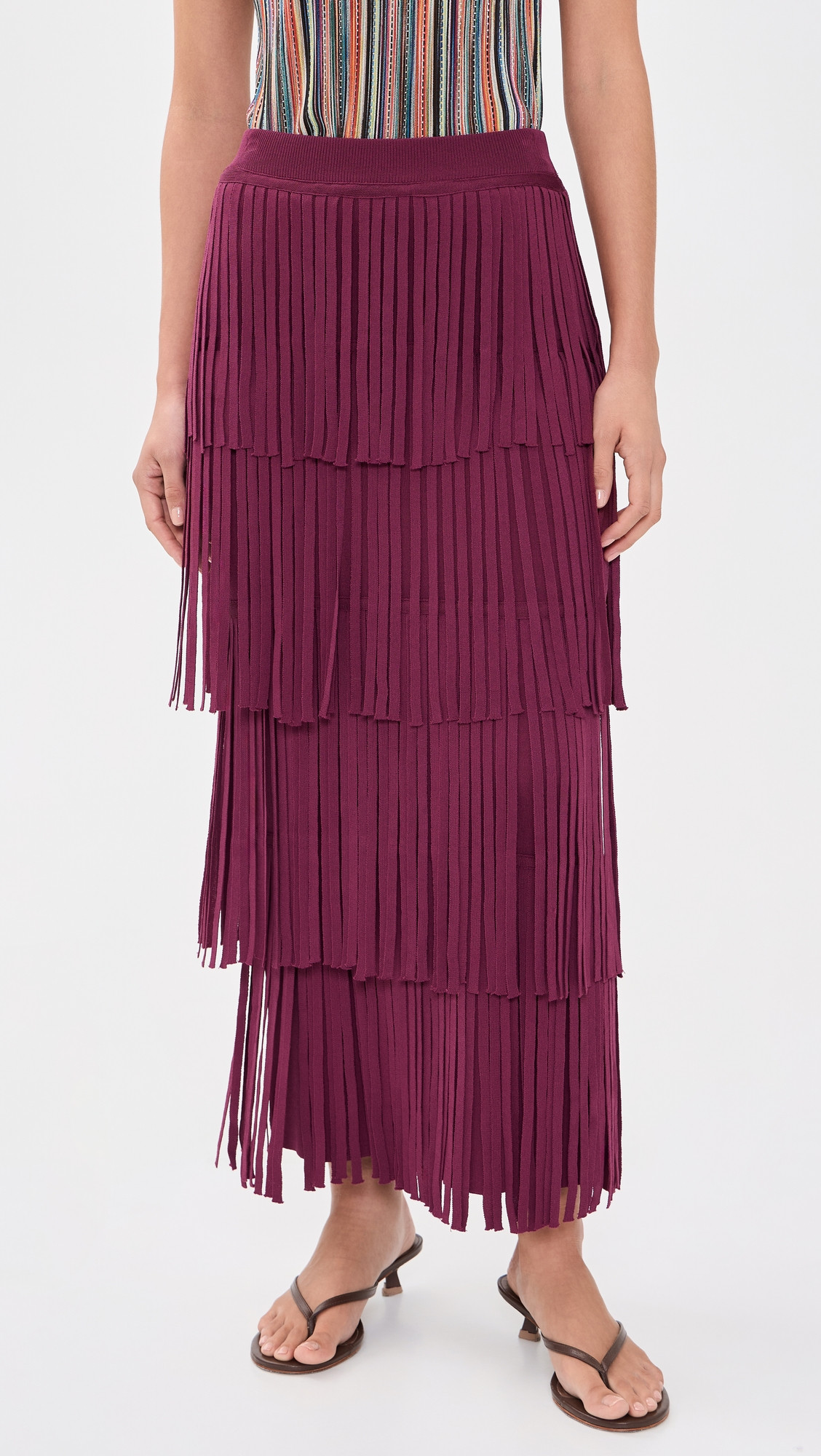 SIMONMILLER Za Za Knit Fringe Skirt Pomegranate XL | Shopbop