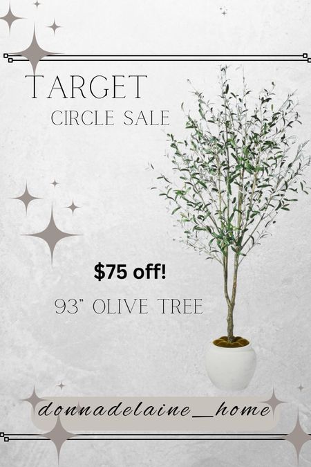 This one’s a beauty! At nearly 8’ tall, this is a statement. Faux olive tree in white planter from threshold at Target! On sale now. 
Circle sale, affordable home decor 