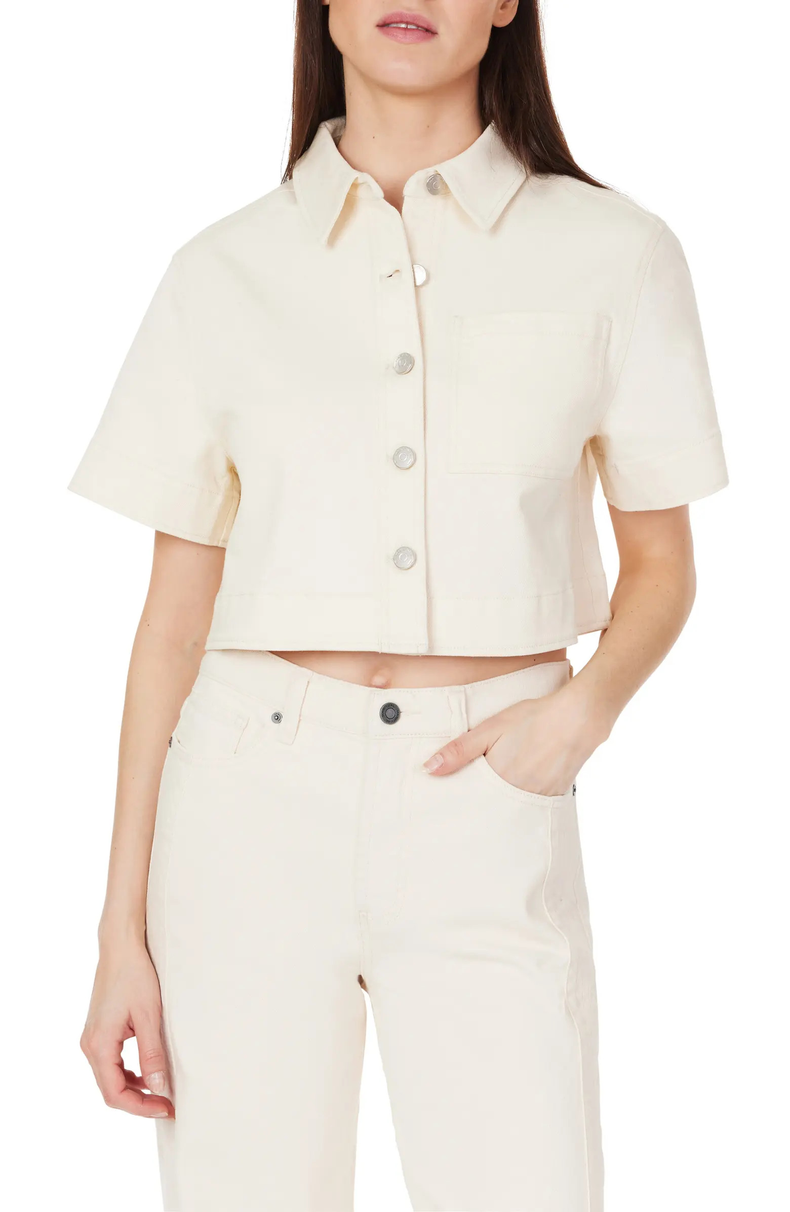 Habitual Crop Stretch Cotton Shacket | Nordstromrack | Nordstrom Rack