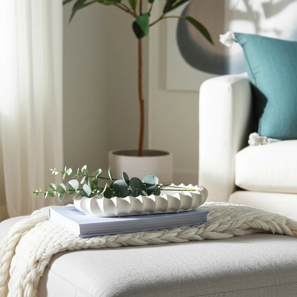 Decorative Oval Accent Tray with Scalloped Edge for Home Decor - Modern Home Decor Tray for Coffe... | Wayfair North America