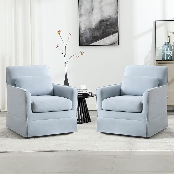 Swivel Accent Chair Set of 2, Mid Century Modern Chair, Comfy Swivel Barrel Reading Chair, Uphols... | Amazon (US)