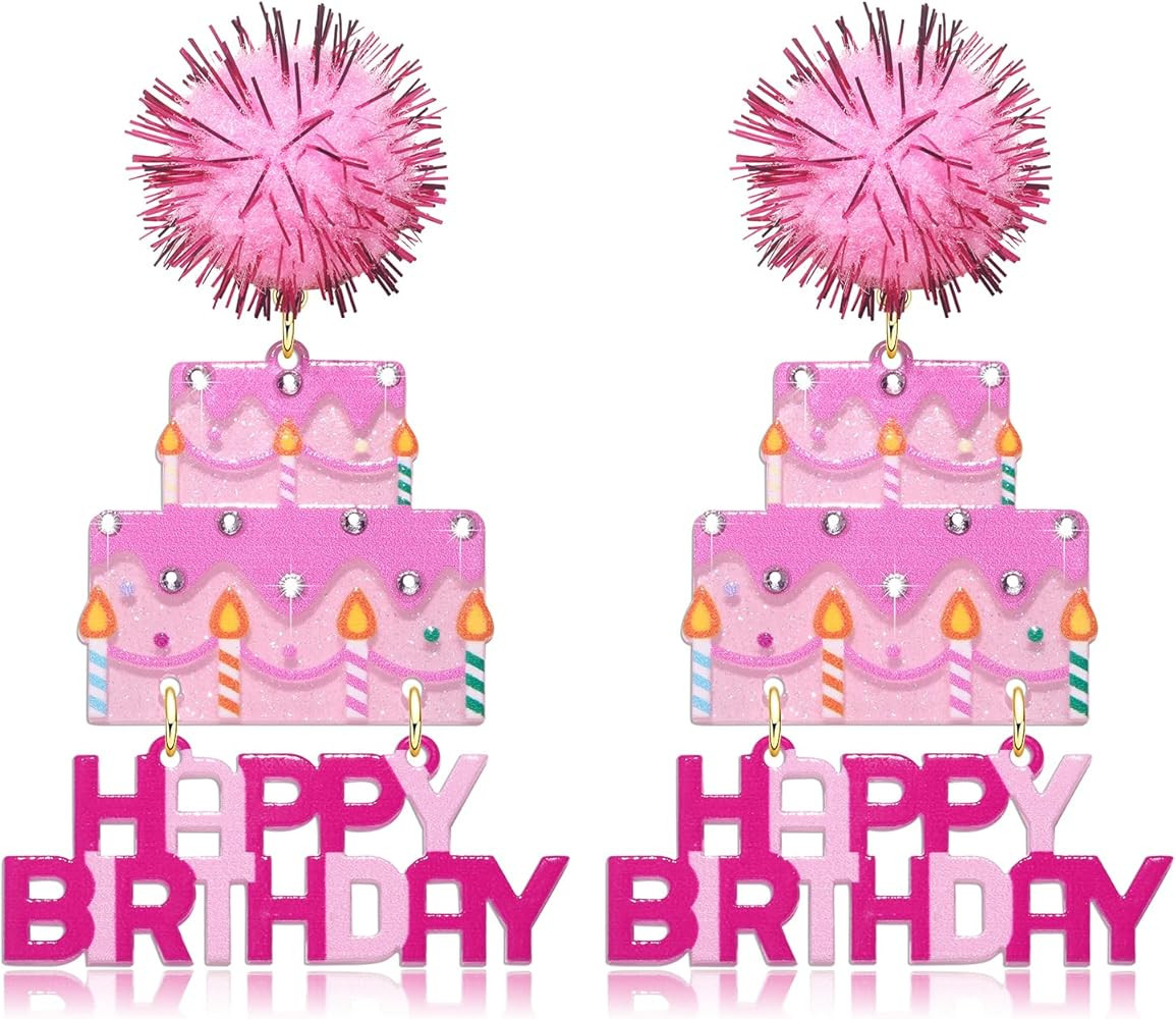 FAERLIIRY Birthday Earrings Beaded Glitter HAPPY BIRTHDAY Letter Drop Dangle Earrings Birthday Pa... | Amazon (US)