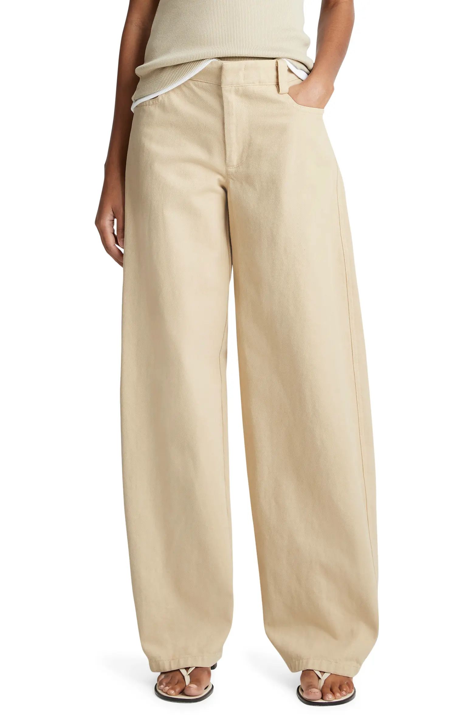 Washed Cotton Twill Wide Leg Pants | Nordstrom