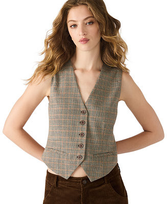 Steve Madden Women's Plaid Detail Barrett V-Neck Top - Macy's | Macy's