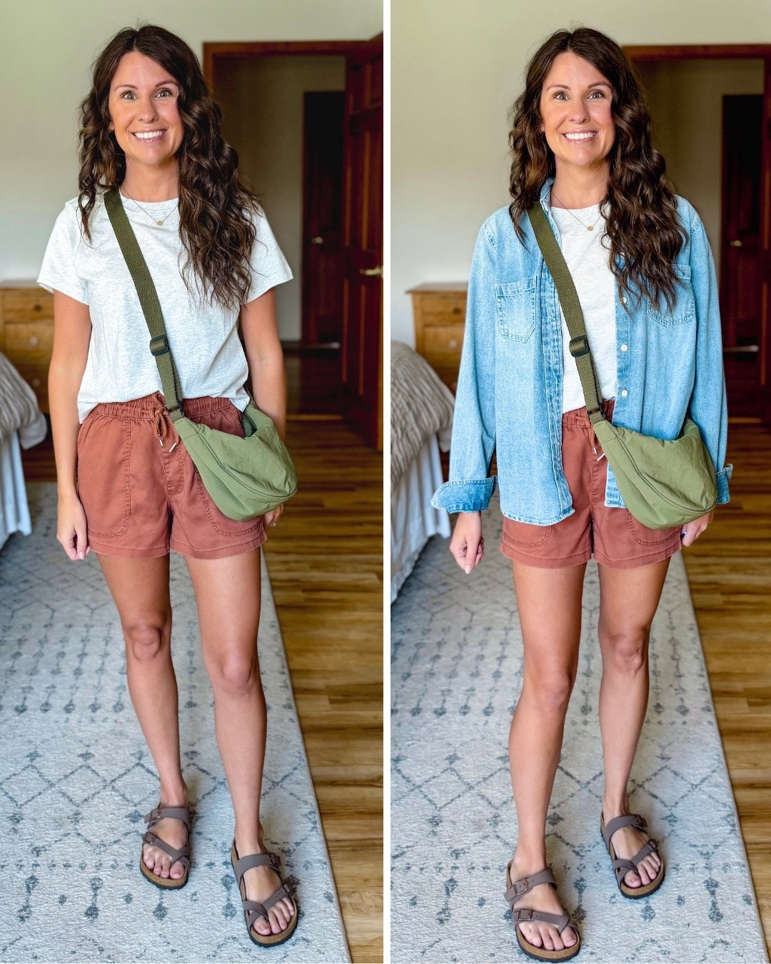 small in my tee (linked similar bc it’s selling out), xs in my shorts and my sandals are size 36. My denim shirt is older so I linked similar . My bag is old out so I also linked similar!

#LTKPetite #LTKSeasonal #LTKgrwm