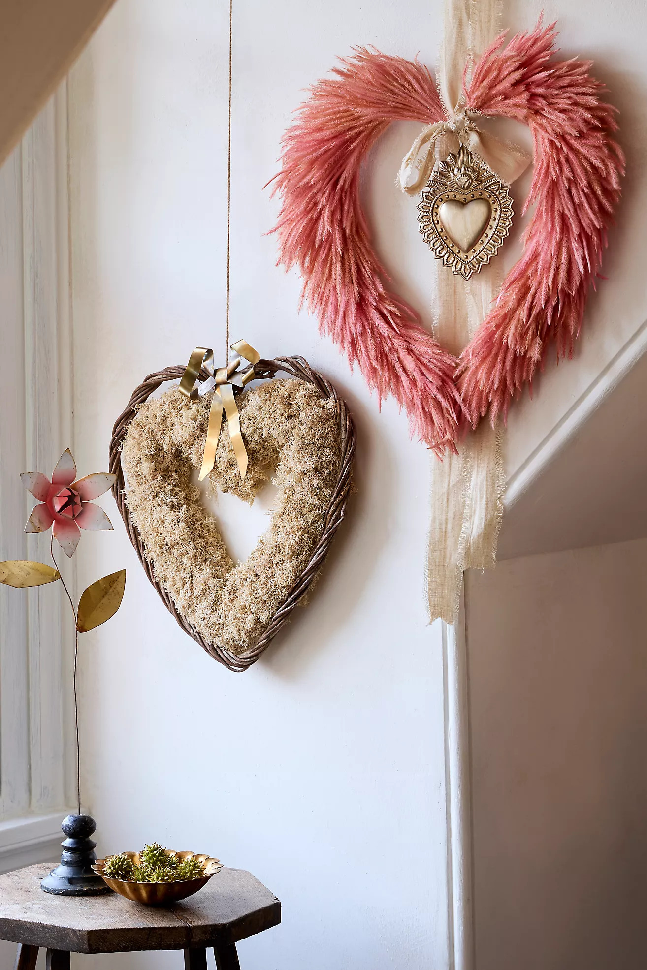 Preserved Reindeer Moss Heart Wreath, Neutral | Anthropologie (US)