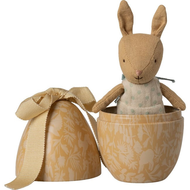 Baby Toys | Kids Toys | Easter egg w/ micro rabbit, Small - Cream yellow | Maileg from Maisonette | Maisonette