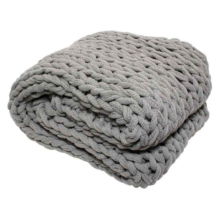 Silver One International Chunky Knitted Throw Blanket, Grey, 50" x 60" - Walmart.com | Walmart (US)