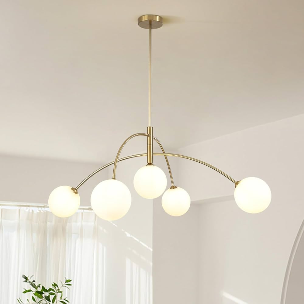 Contemporary Gold Ceiling Light 5-Light Glass Globe Lights Mid Century Modern Sputnik Chandelier ... | Amazon (US)