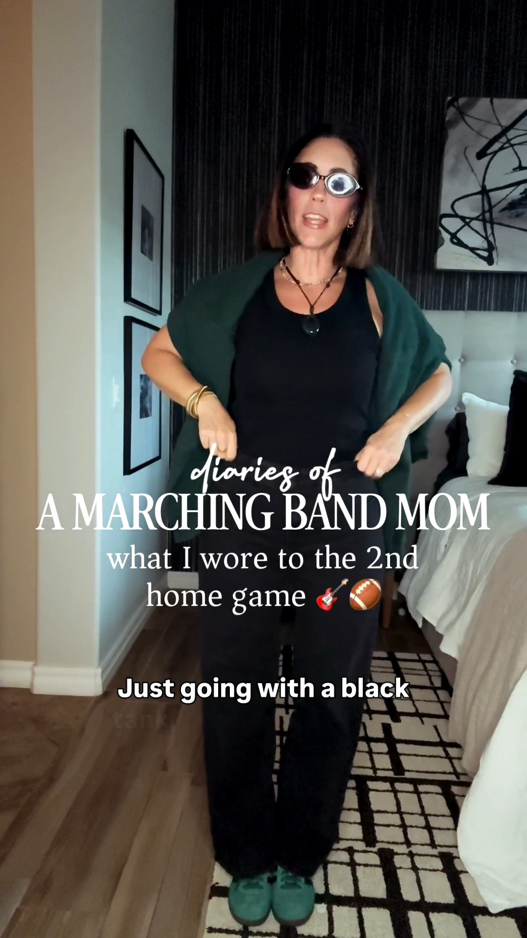 Diaries of a Marching Band Mom: Episode 4 💚🖤 An easy look for band mom or sports mom life! Black jeans, black tank, green sweatshirt tied over my shoulders, and my new green and black Sambas, finished off with a green stone pendant necklace.

Sizing: tank - small, jeans - size 6, Sambas - men's 6.5 / women's 7.5

Shopping all of it below! Tag a band mom who needs this fit, and follow along @themarchingbandmom and @thisisourbliss for more.

#LTKfamily #LTKstyletip #LTKfindsunder50 #MarchingBandMom #GameDayStyle

#LTKootd #LTKgrwm #LTKmomlife