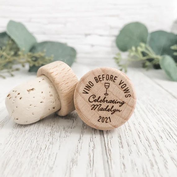 Vino Before Vows Personalized Wine Bottle Stopper, Cork Bottle Stopper, Custom Wine Stopper Bache... | Etsy (US)