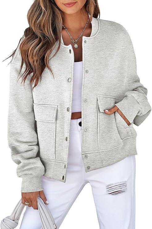 EVALESS Womens Jacket 2025 Fall Winter Long Sleeve Stand Collar Shacket with Side Pocket Lightwei... | Amazon (US)