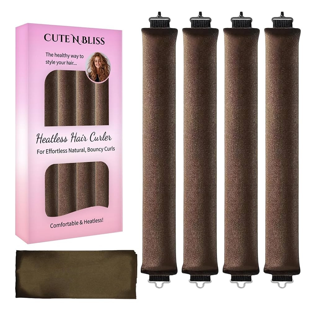 Heatless Curls Overnight, 4 PCS Heatless Hair Curler Set with Satin Scarf & Velvet Flexi Rods, Ha... | Amazon (US)
