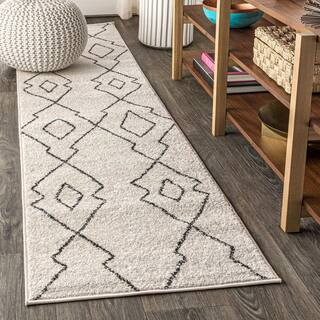 Alia Moroccan Beni Souk Cream/Black 2 ft. x 8 ft. Runner Rug | The Home Depot