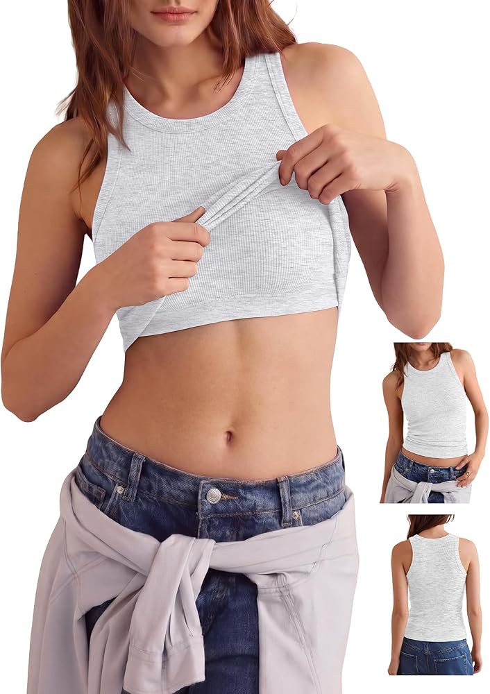 Darong Women's Crew Neck Padded Tank Tops Camisole | Amazon (US)
