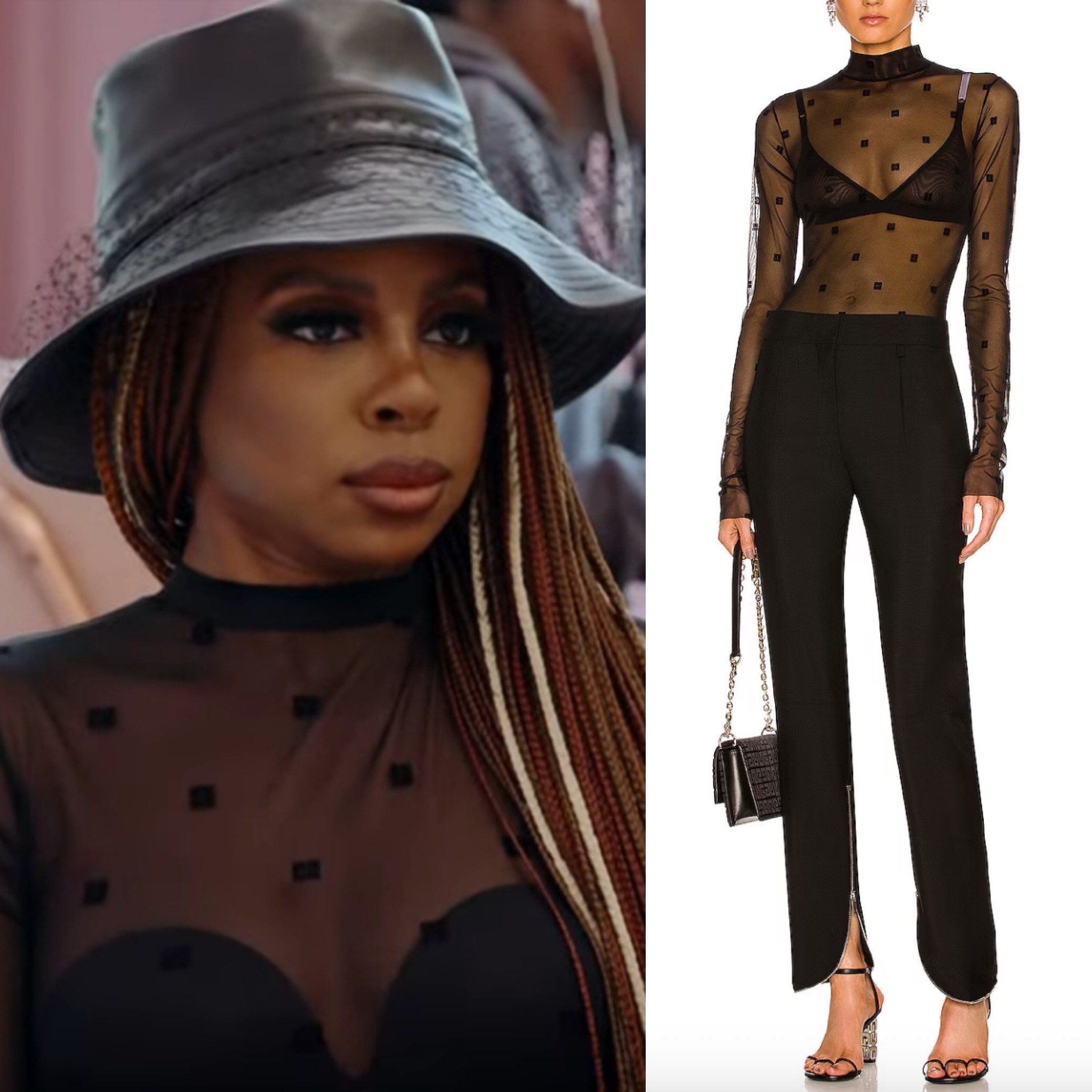 Candiace Dillard’s Black Mesh Logo Bodysuit 