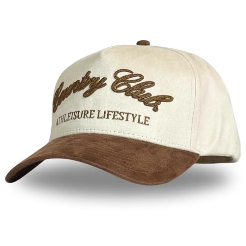 Vintage Western Trucker Hat | Men & Women | Embroidered Trendy Caps | Country Cute Hats for Cowgirls & Cowboys | Camo Denim Cotton Styles | Snapback Hat (Country Club | Brown Suede) | Amazon (US)