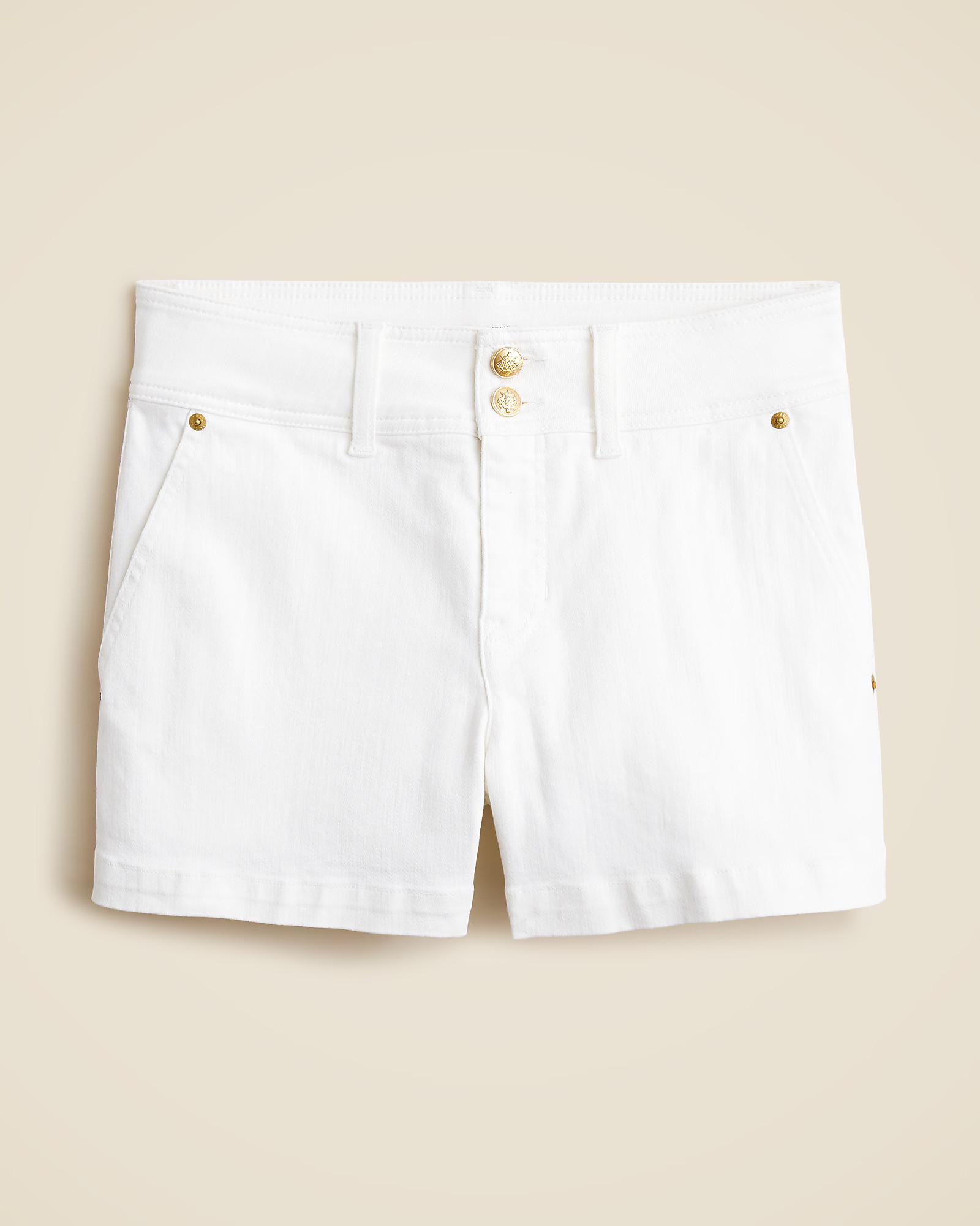 Stacked-button denim short in white | J. Crew US