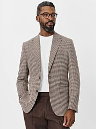 Tailored Fit Brown Dogtooth Blazer | Slaters Menswear (UK)