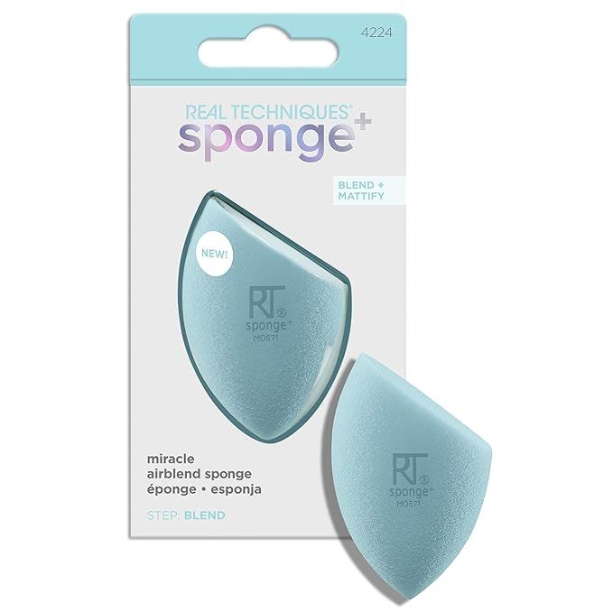Real Techniques Airblend Sponge, Beauty Makeup Sponge, For Foundation, Blends and Mattifies, Blue... | Amazon (US)