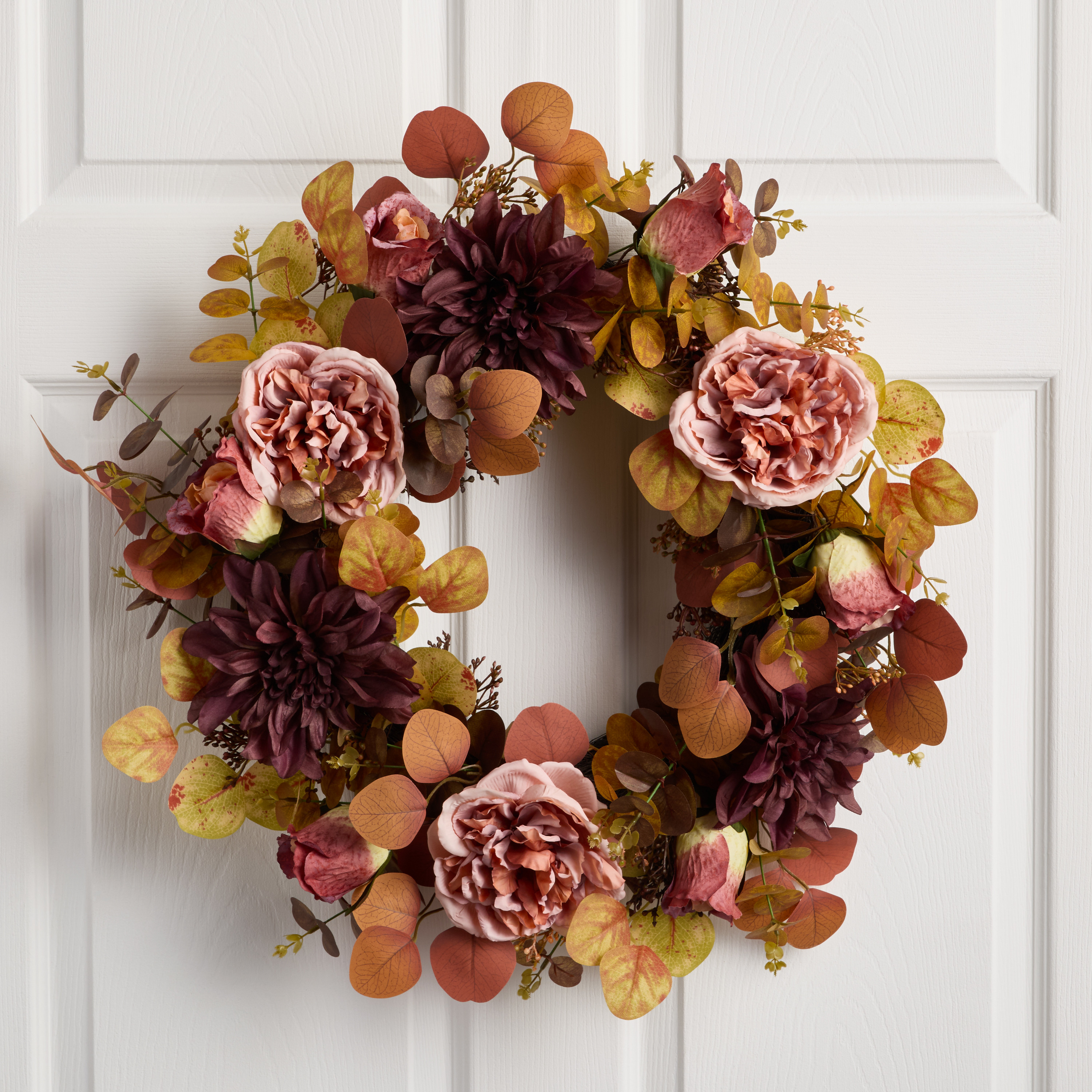 Pink and Purple Faux Peony and Dahlia Wreath | World Market