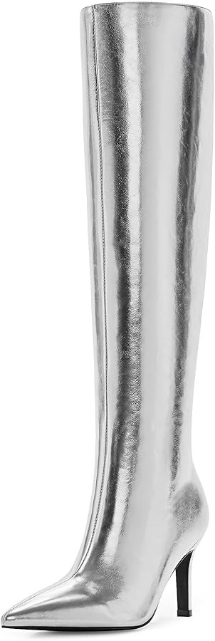 Knee High Boots Women Pointed Toe Tall Boots 3 In Stiletto High Heel Long Boots Side Zipper Dress... | Amazon (US)