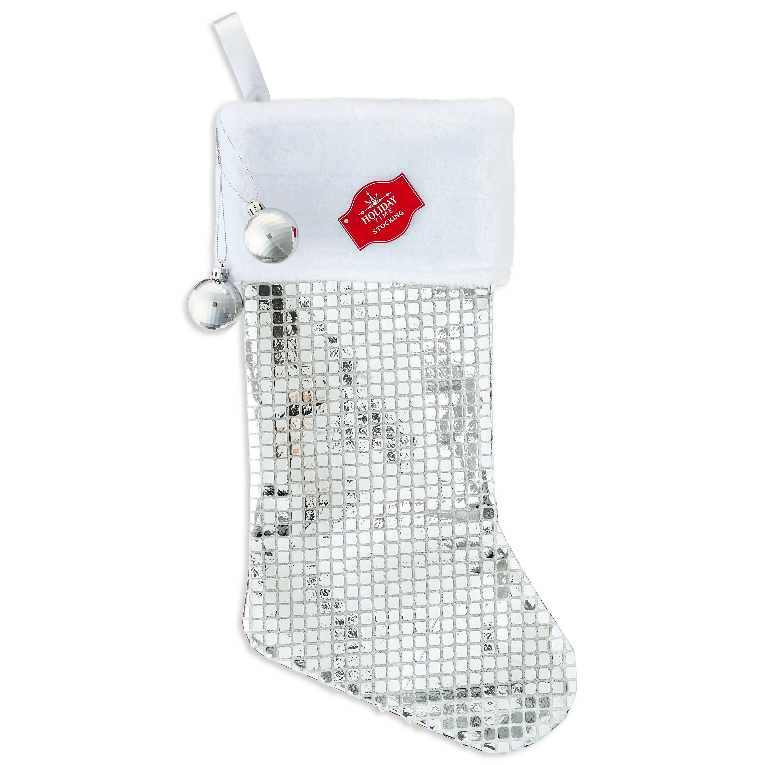 Disco Christmas Stocking, Silver, 19", by Holiday Time | Walmart (US)
