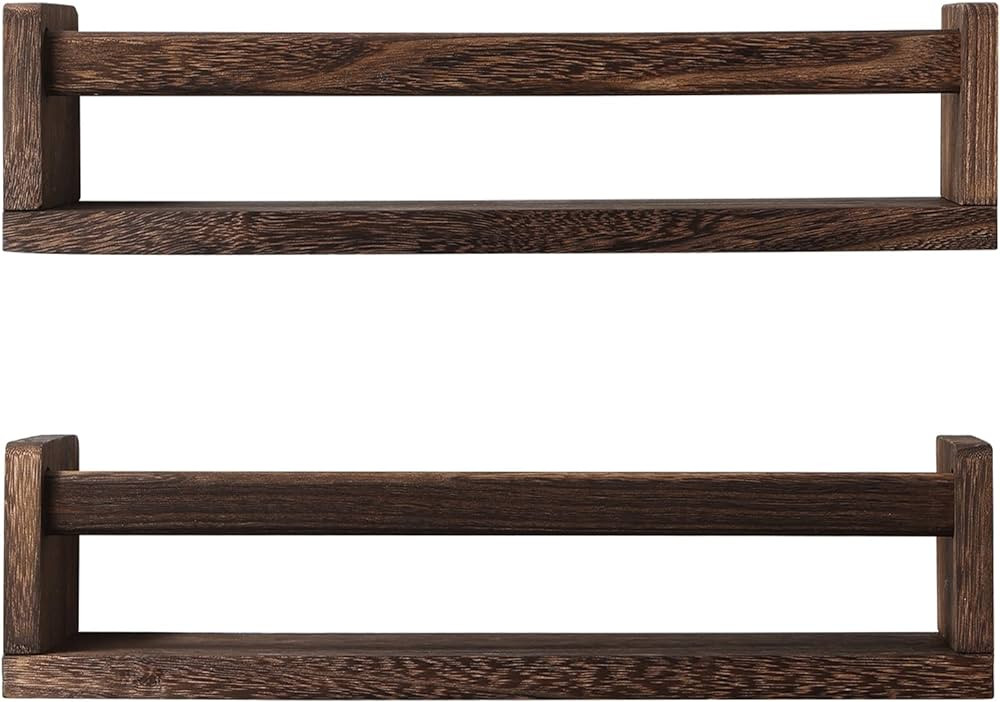 JORIKCHUO Nursery Book Shelves, Set of 2 Wood Floating Book Shelves for Kids Room, Kitchen Spice ... | Amazon (US)