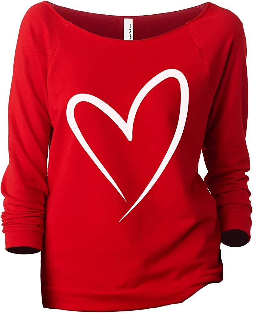 Thread Tank Simply Heart Valentine Slouchy 3/4 Sleeves Raglan Heart Valentines Day Women Sweatshi... | Amazon (US)