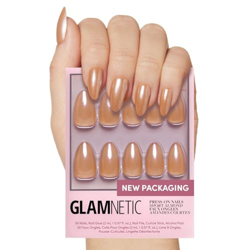 Glamnetic Press On Nails - Maple Glaze | Short Almond Nude Brown Neutral Nails with Glaze Finish ... | Amazon (US)